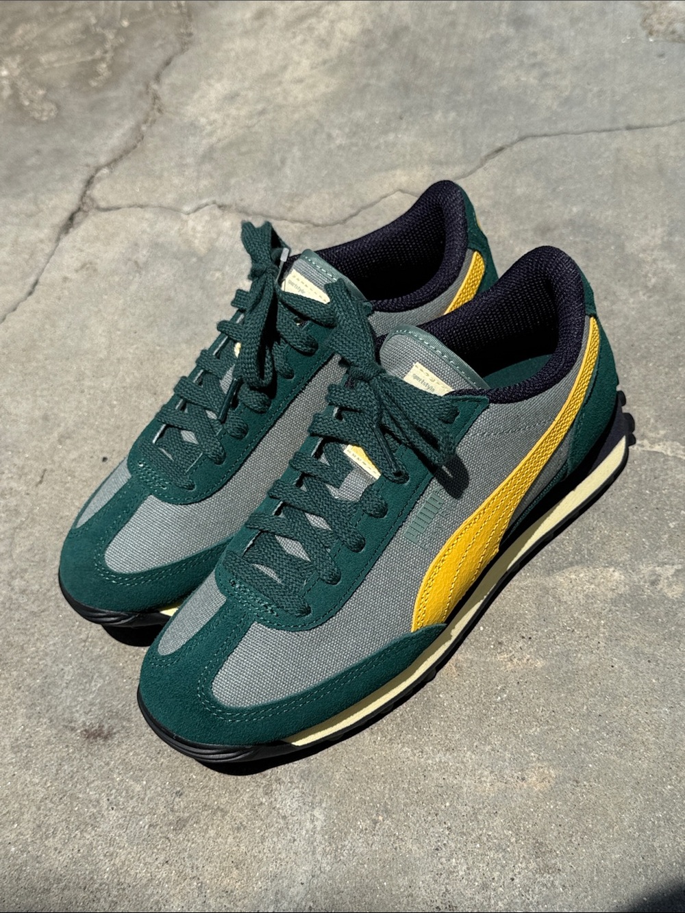 Puma Green and Yellow Retro Trainer Sneakers